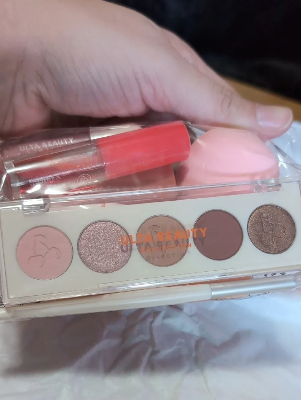 Ulta Beauty Pink Satin Makeup Pouch with Pink Cosmetic Tools